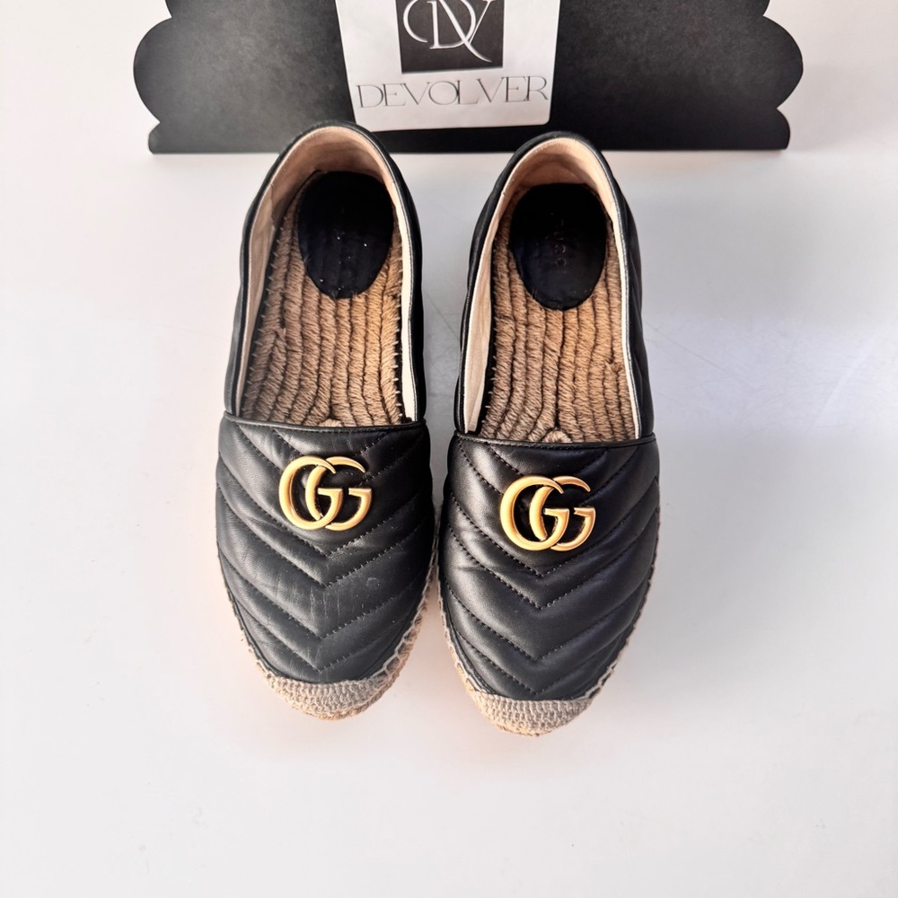 Gucci Black Espadrilles with Gold Logo - Picture 2 of 11